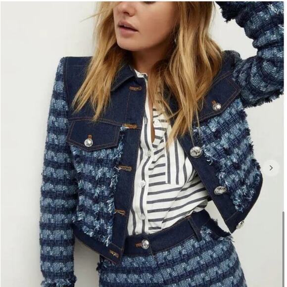 VERONICA BEARD |Santo Jacket Tweed Denim New! Size 10 - Picture 1 of 16